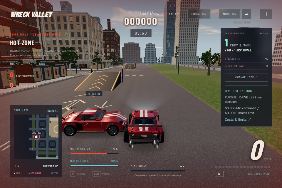 Updated Jev duel with nearby map and driving status